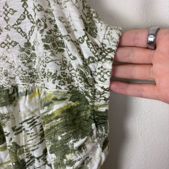 Anthropologie Pilcro Women's Tee Size M Oversized Ruched Henley Green Cotton - Picture 5 of 10